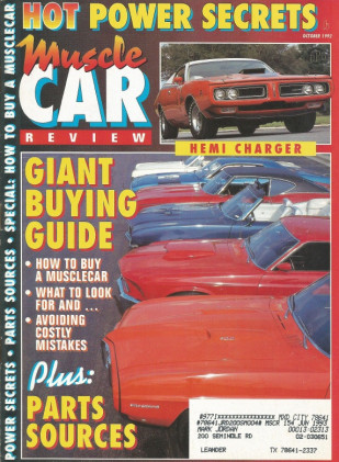 MUSCLE CAR REVIEW 1992 OCT - MACHINE, HARRELL, 428CJ, FIREBIRD 400, '64 GOAT